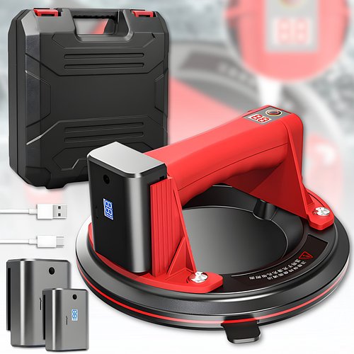 Акумуляторна вакуумна присоска з LED-дисплеєм, 2 АКБ та кейсом до 200 кг PPS-90