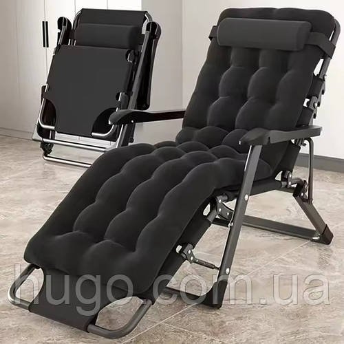 Розкладне крісло шезлонг до 160кг, 178x60x80см / Пляжний шезлонг лежак / Крісло лежак / Шезлонг садовий