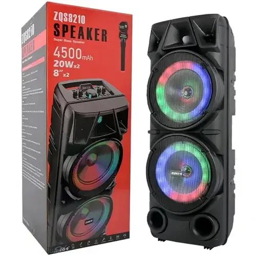 ZQS2801 Портативна Bluetooth колонка 20 Вт, 2x8", 4500 мАг, пульт ДК, мікрофон, музика скрізь