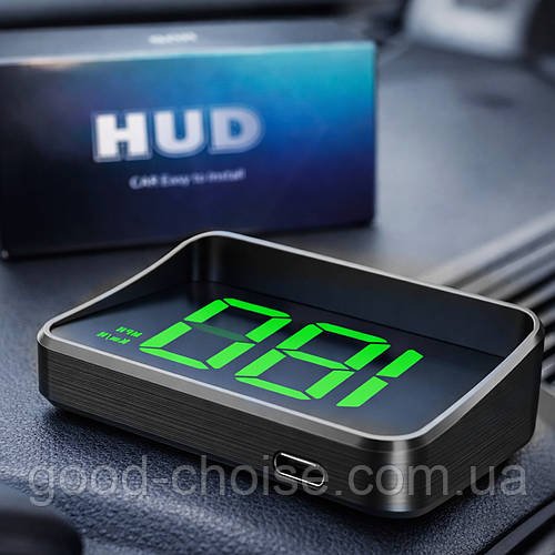 Спідометр проєкція на лобове скло, USB, HUD GPS, Чорний / Проєкційний HUD спідометр швидкість, дистанція для авто / HUD дисплей